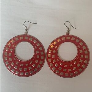 Red and Gold Geometric Earrings